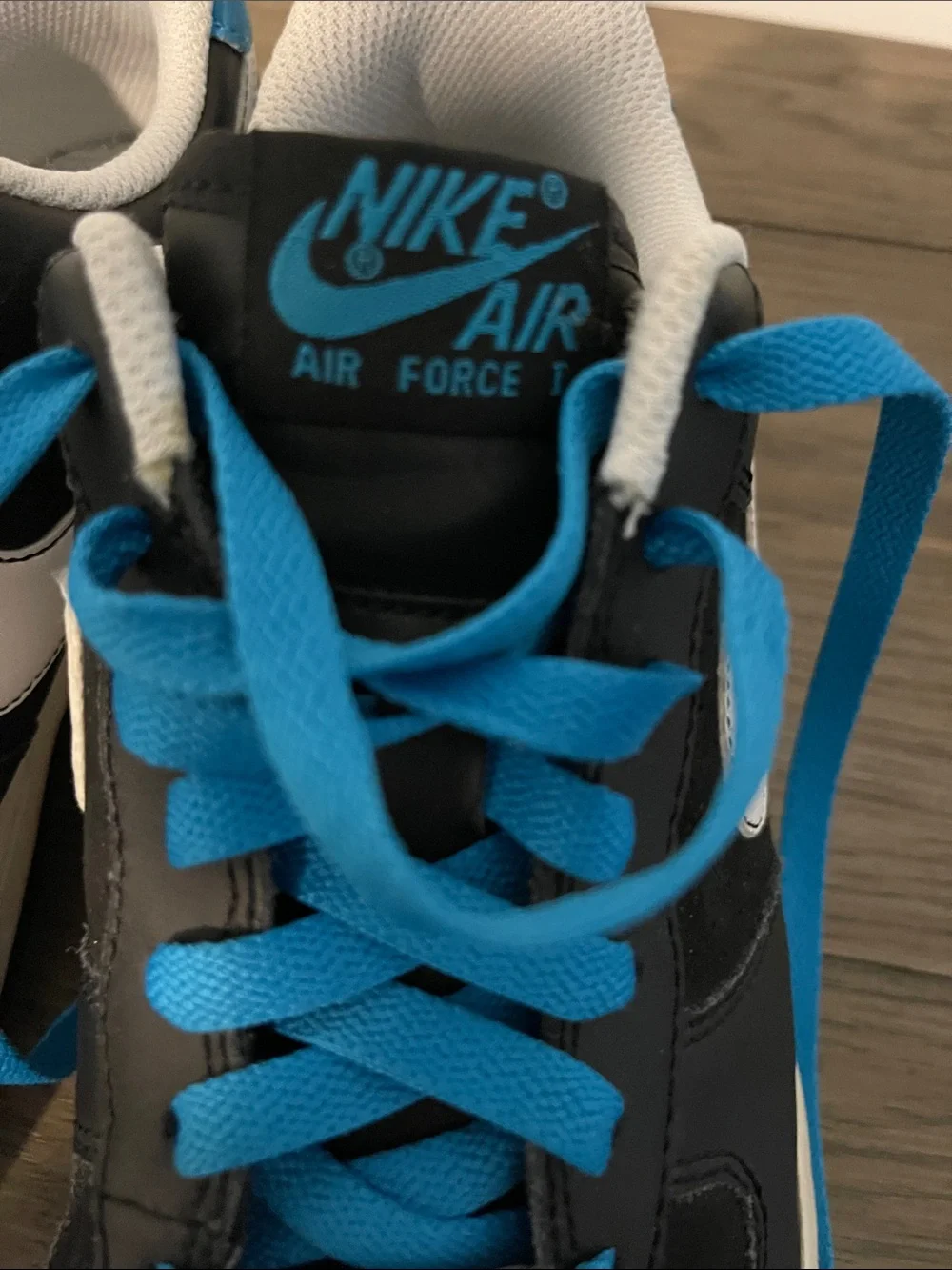 Nike Air Force 1 Youth Size 6 Black and Blue Low-Top Sneakers
